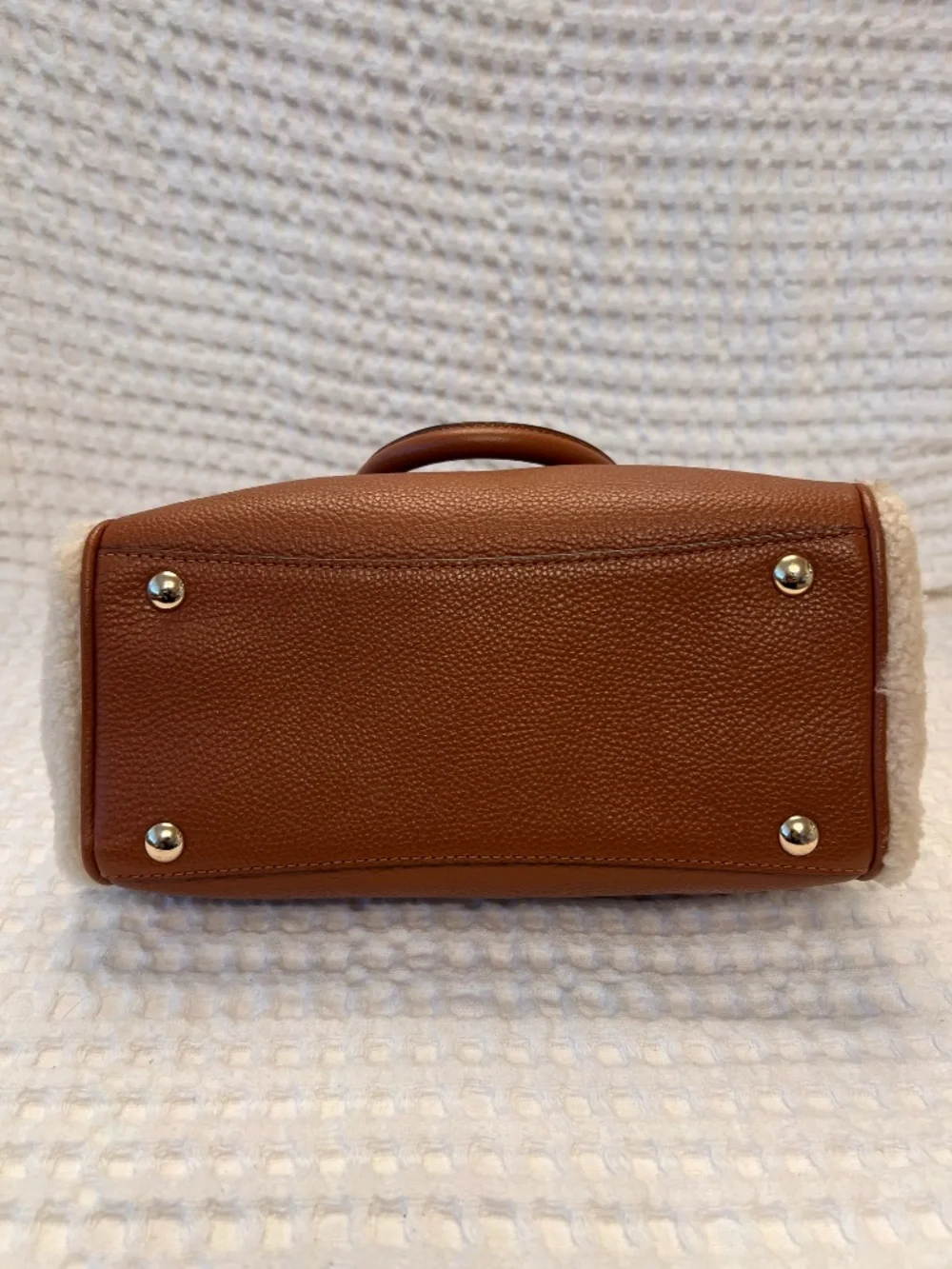 Coach Mini Bennett Satchel Brown Leather Cream Shearling Panels Hang Tag EUC - Picture 8 of 13
